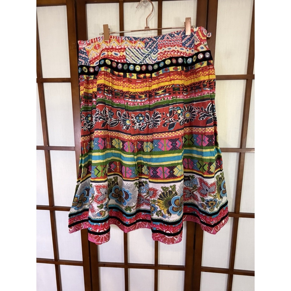 Vintage WD NY Colorful Knee Length Skirt Size 14  Pleats Y2K Patterned Large